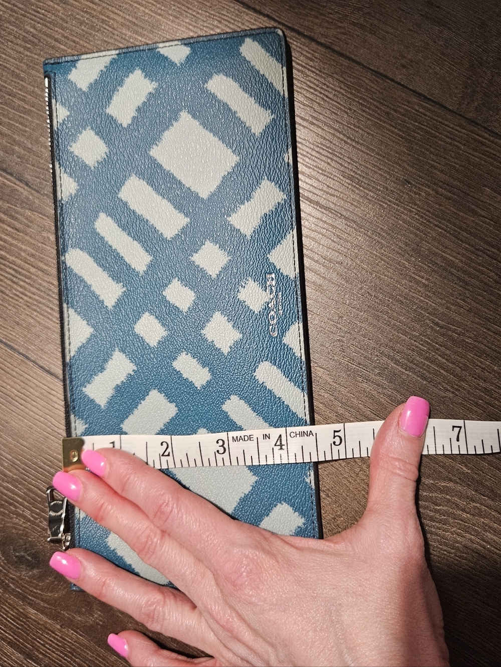 NWOT Coach Blue Geometric Zip Clutch Pouch - Picture 9 of 9